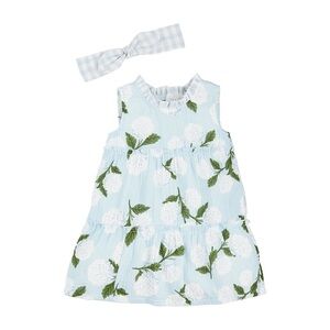 Mud Pie Blue Floral Kids Dress with Headband